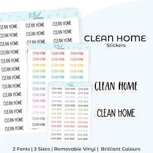 Clean Home Planner Stickers, Select from 2 fonts & 3 sizes, Script Planner Stickers, removable
