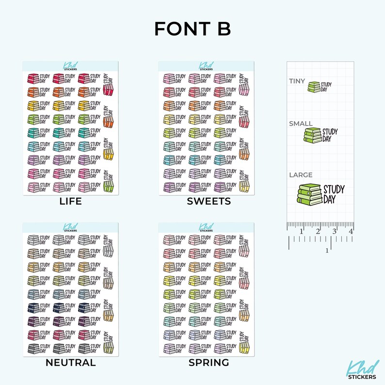 Study Day Planner Stickers, 3 Sizes with Tiny, Small, and Large, Removable-KHDStickers-