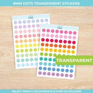 Medium 8mm Dot Planner Stickers – Transparent Circle Stickers for Planners, Calendars & Journals – Minimal Functional Dots