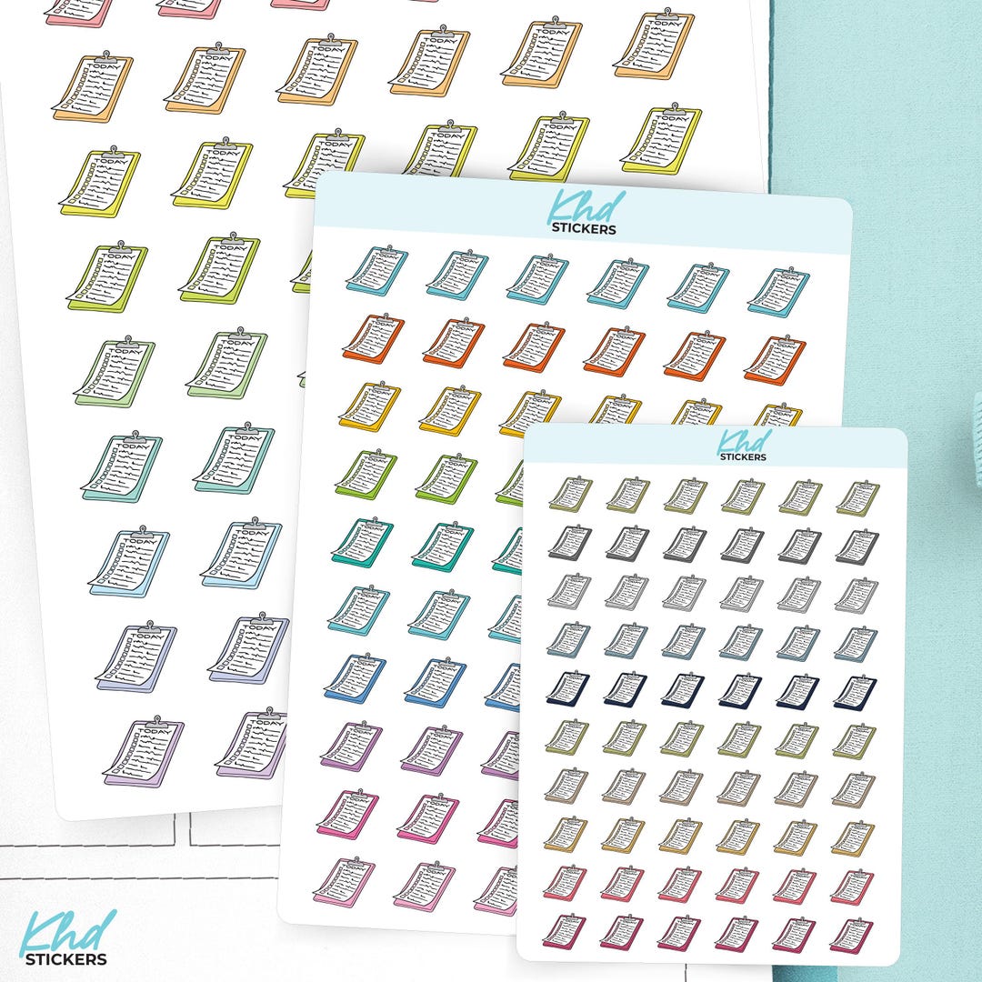 Today Clipboard Planner Stickers, 3 Sizes With Tiny, Small, and Large ...