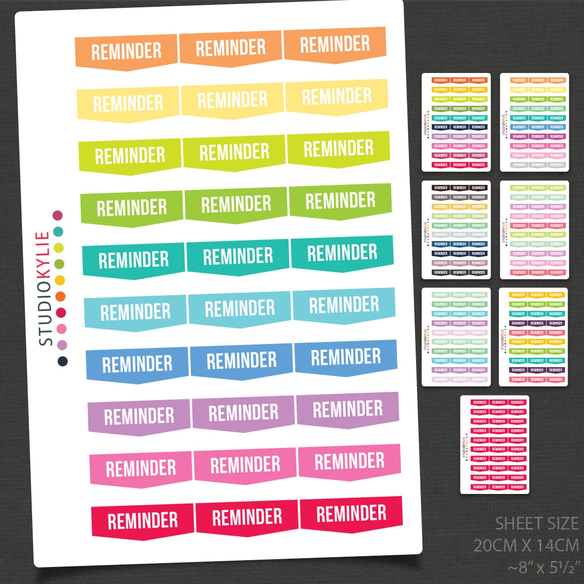 Reminder Planner Stickers Repositionable Matte Vinyl Etsy