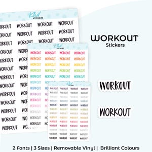 Workout Planner Stickers, Select from 2 fonts & 3 sizes, Script Planner Stickers, removable
