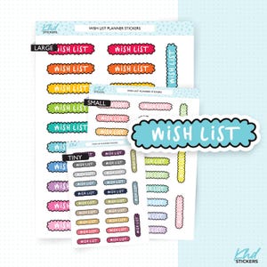 Wish List Planner Stickers, Three Sizes including tiny, Removable