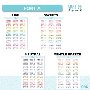 Must Do This Week Planner Stickers, Two sizes and font options, Over 30 colours, Removable image 6