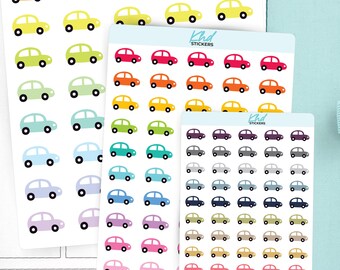 Car Icons Planner Stickers, 3 Sizes with Tiny, Small, and Large, Removable