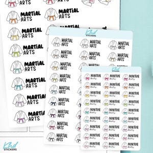Martial Arts Planner Stickers, 3 Sizes with Tiny, Small, and Large, Removable