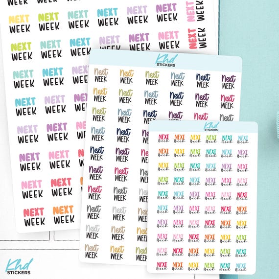 Next Week Planner Stickers, 3 Sizes with Tiny, Small, and Large, Removable