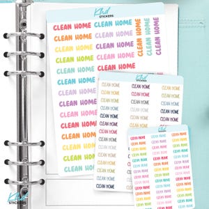 Clean Home plannerstickers, keuze uit 3 lettertypen en 3 maten, scriptplannerstickers, verwijderbaar
