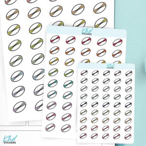 Rugby / Football Icons Planner Stickers, 3 Sizes with Tiny, Small, and Large, Removable