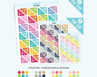Pay Day Corners Planner Stickers, 3 Sizes with Tiny, Small, and Large, Removable