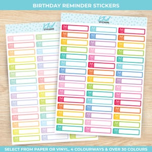 Stickers rappels d'anniversaire, Stickers agenda