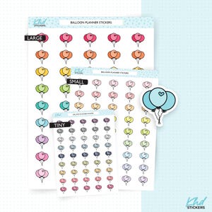 Balloon Planner Stickers, Three Sizes including tiny, Removable