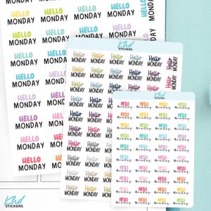 Hello Monday Planner Stickers, 3 Sizes with Tiny, Small, and Large, Removable