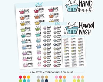 Hand Wash Planner Stickers, 3 Sizes with Tiny, Small, and Large, Removable