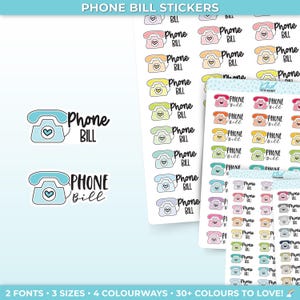 Phone Bill Planner Stickers, drei Größen, einschließlich winziger, abnehmbarer