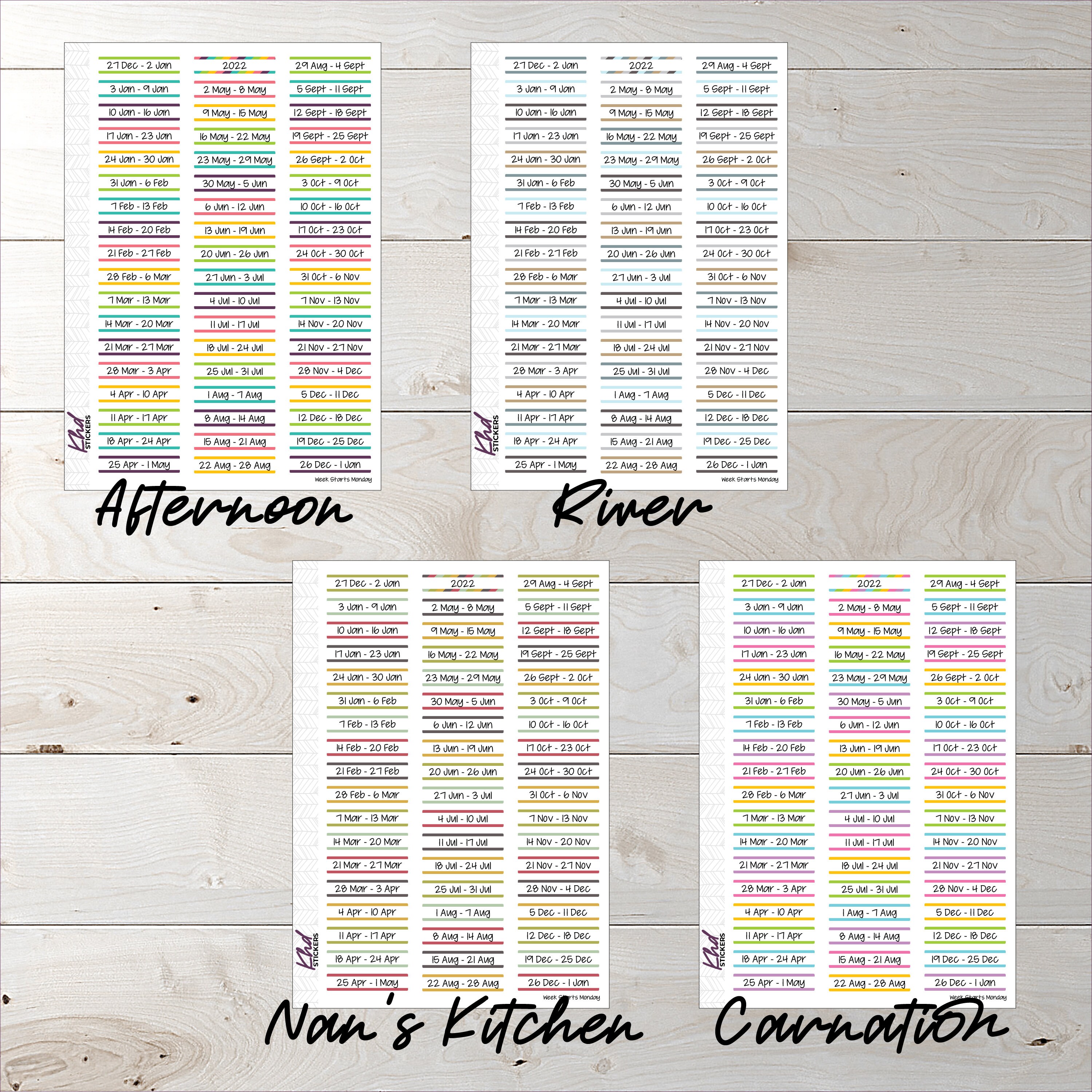 2022 Weekly Dated Stickers Planner Stickers Removable | Etsy