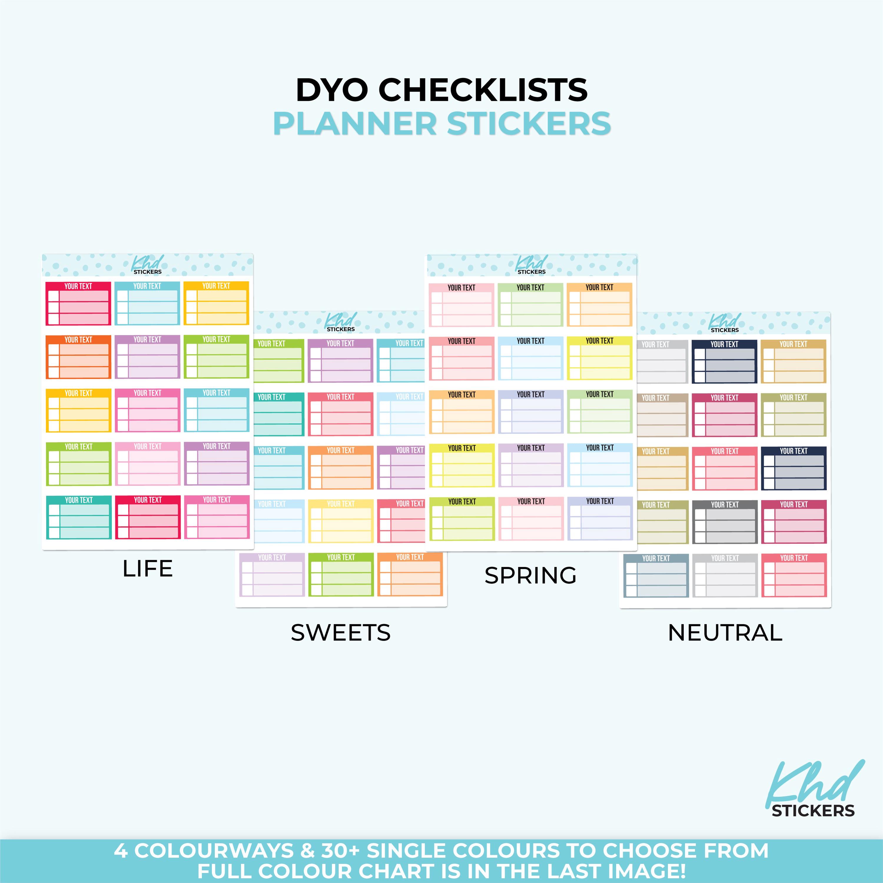 Design Your Own, Checklist Stickers, Planner Stickers, Removable - Etsy