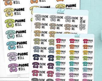 Phone Bill Planner Stickers, 3 Sizes with Tiny, Small, and Large, Removable