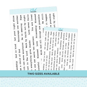 Typed Motivation & Christian Verses Stickers, Planner Stickers, Removable