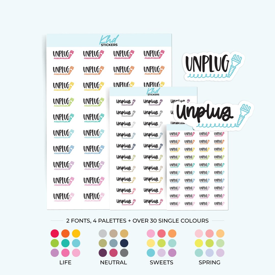 Unplug Planner Stickers, 3 Sizes, Removable - Etsy