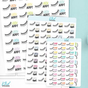 Lash Appt Planner Stickers, 3 Sizes with Tiny, Small, and Large, Removable