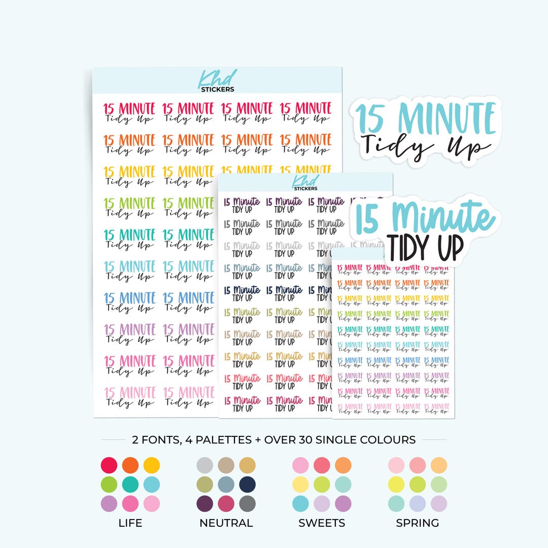 Tidy Sticker 15 Minute Tidy up Planner Stickers, 3 Sizes, Removable - Etsy