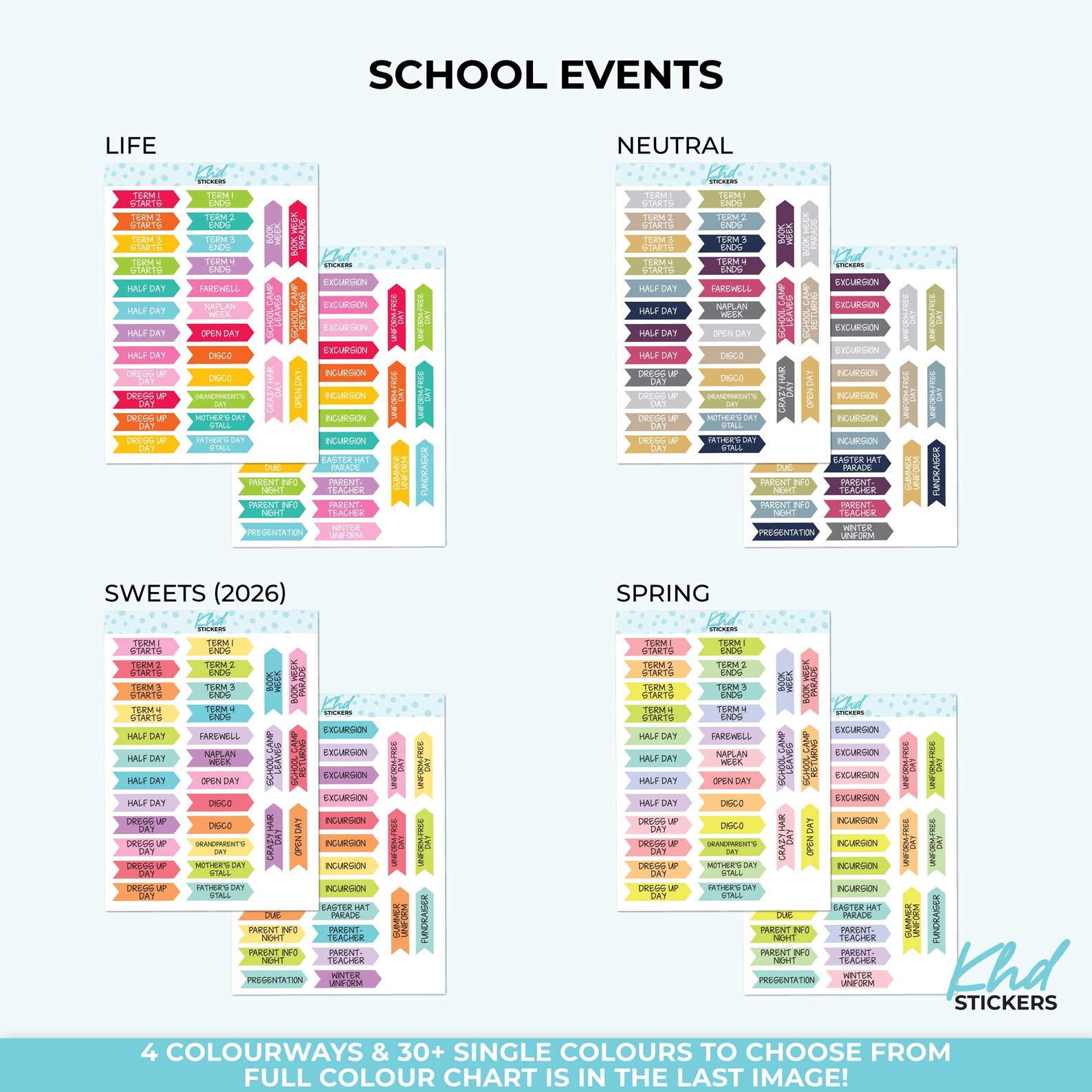 School Event Stickers, Planner Stickers, Removable - Etsy