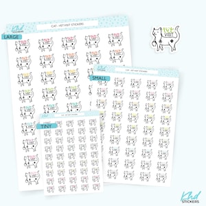 Cat - Vet Visit Planner Stickers, Three Sizes including tiny, Removable