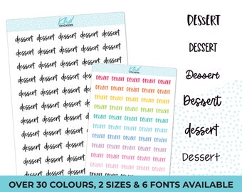 Dessert Stickers, Script Planner Stickers, Select from 6 fonts & 2 sizes, Removable