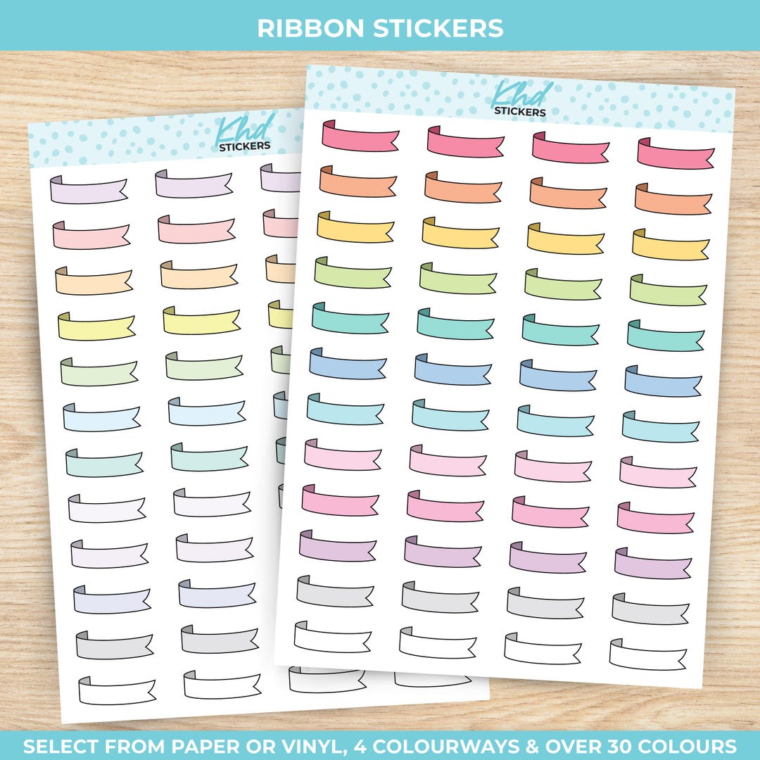 Ribbon Banner Planner Stickers - Etsy