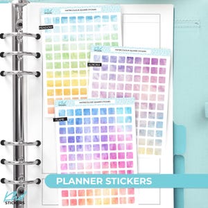 Watercolor Squares Planner Stickers: Removable Matte Vinyl