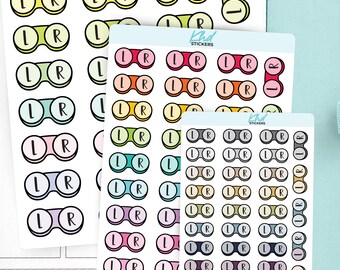 Contact Lens Case Planner Stickers, Premium Removable Stickers