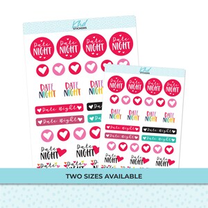 Date Night Stickers, Planner Stickers,  Removable