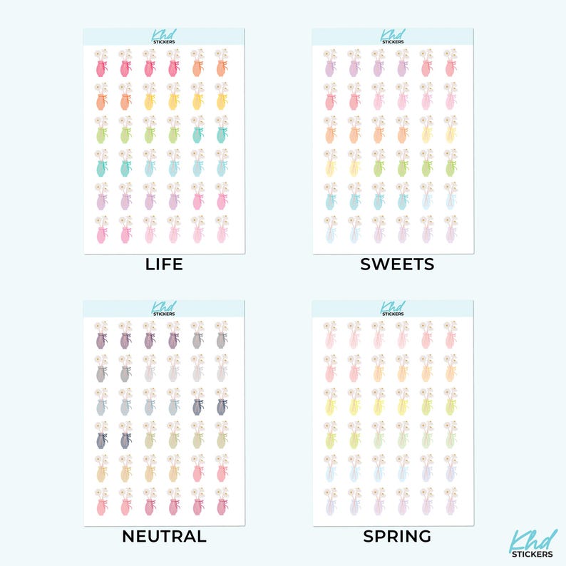 Decorative Flower Vase Planner Stickers, 3 Sizes, Removable-KHDStickers-