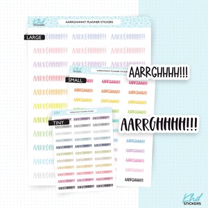 aarrghhhh !!! Stickers pour agenda, 2 polices de caractères et 3 tailles au choix, Stickers pour agenda, amovibles