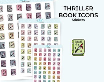 Thriller Book Icons Planner Stickers, Premium Removable Stickers