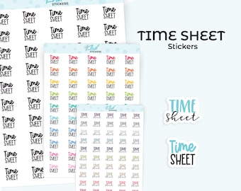 Time Sheet Planner Stickers, 3 Sizes, Removable