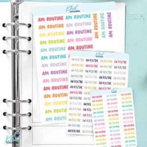 AM-routineplannerstickers, keuze uit 3 lettertypen en 3 maten, scriptplannerstickers, verwijderbaar