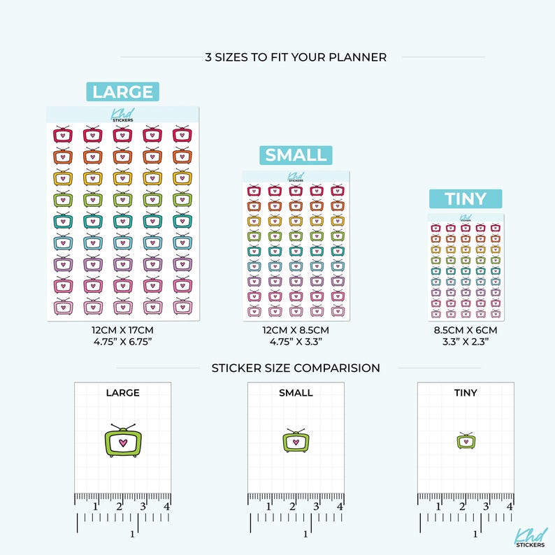 TV Icon Planner Stickers: Removable Matte Vinyl with Heart-KHDStickers-