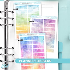 Watercolor Planner Stickers: Removable Matte Vinyl, Color Coding