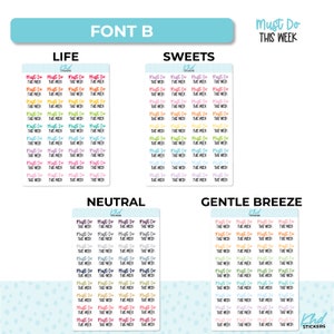 Must Do This Week Planner Stickers, Two sizes and font options, Over 30 colours, Removable image 7