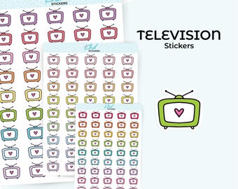 TV Icon Planner Stickers: Removable Matte Vinyl with Heart