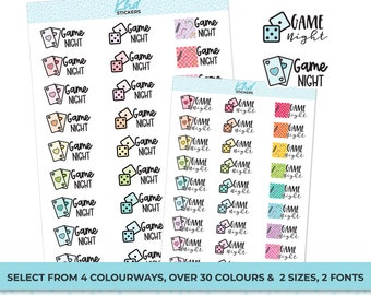 Game Night Stickers, Planner Stickers, Removable