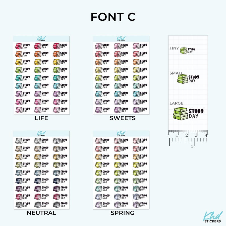 Study Day Planner Stickers, 3 Sizes with Tiny, Small, and Large, Removable-KHDStickers-
