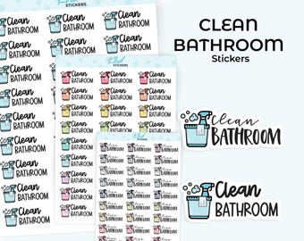 Clean Bathroom Planner Stickers, 3 Sizes, Removable