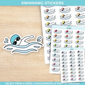 Schwimmen Aufkleber, Planer Sticker, drei Größen, wieder ablösbar