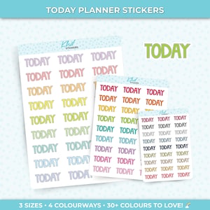 Today Planner Sticker, Blockschrift, drei Größen, einschließlich winzig, wieder ablösbar