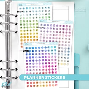 Watercolor Date Dots Planner Stickers: Removable Matte Vinyl