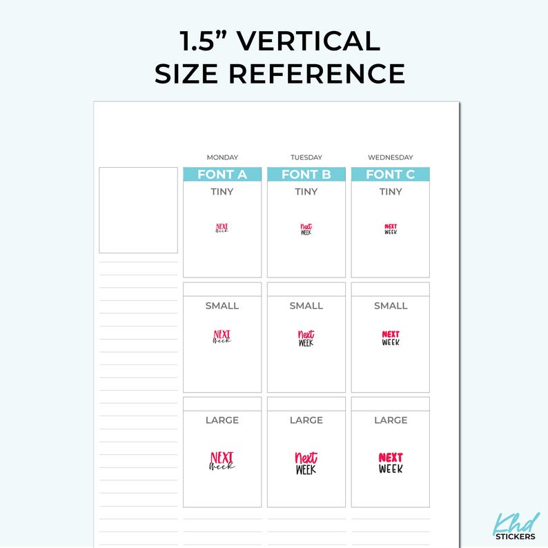 Next Week Planner Stickers, 3 Sizes with Tiny, Small, and Large, Removable-KHDStickers-
