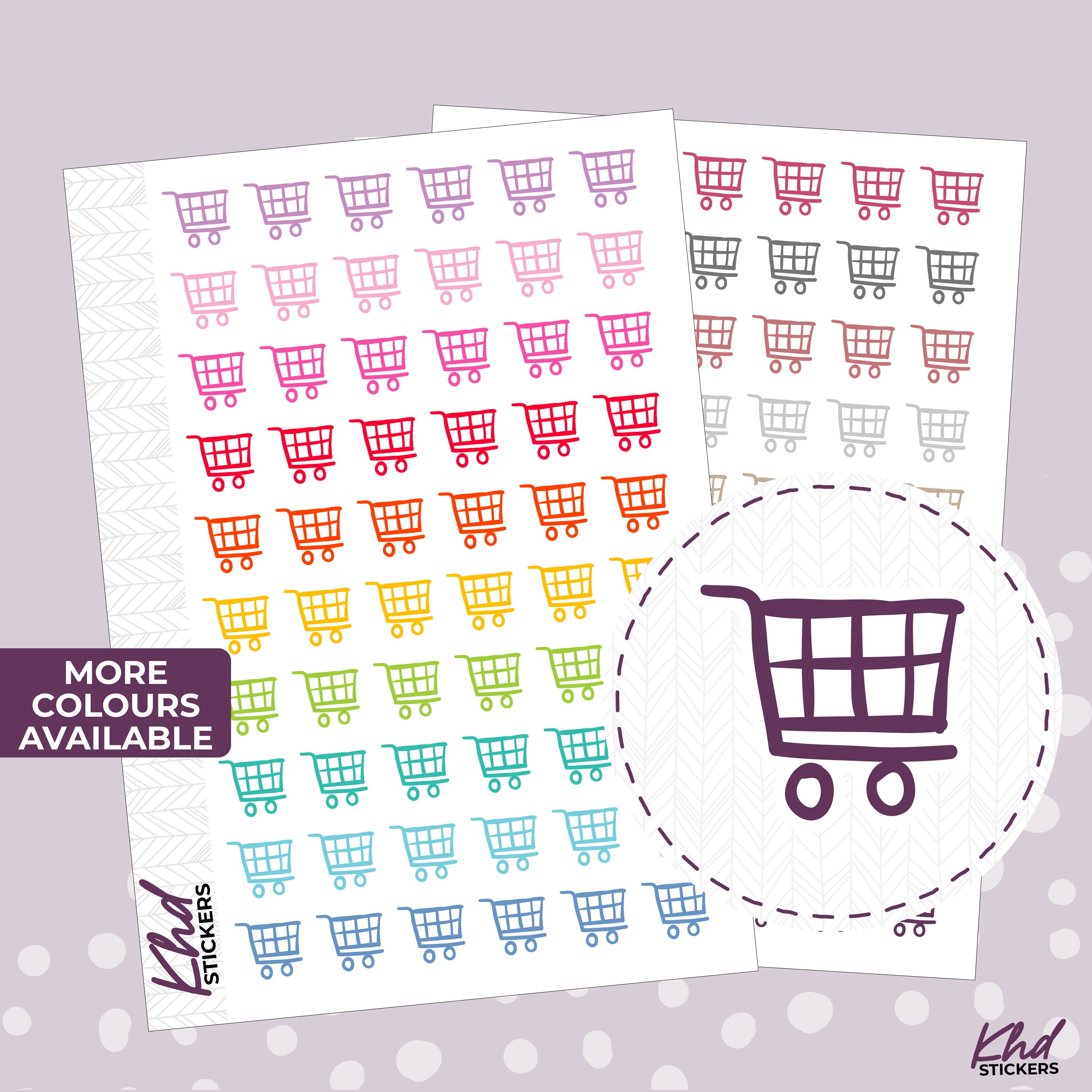 Craft Supplies & Tools Stickers Shopping Trolley Stickers Planner
